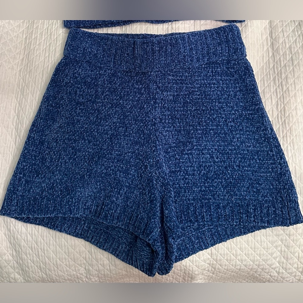 Majorelle chenille blue shorts, super comfy, size small!